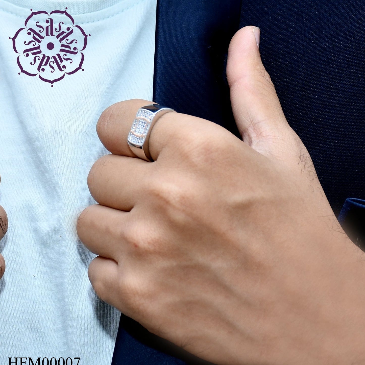 STUDDED RECTANGULAR MEN'S RING