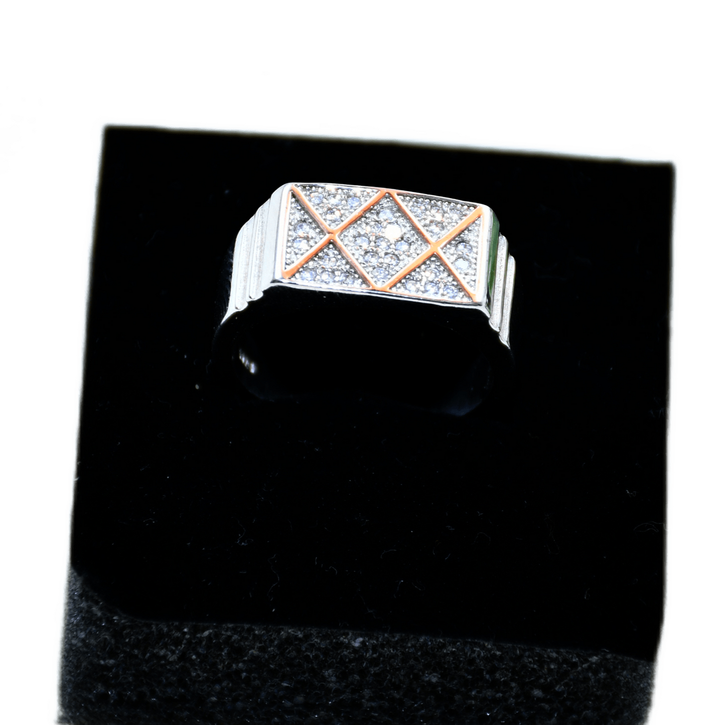 RECTANGULAR STUDDED MEN'S RING