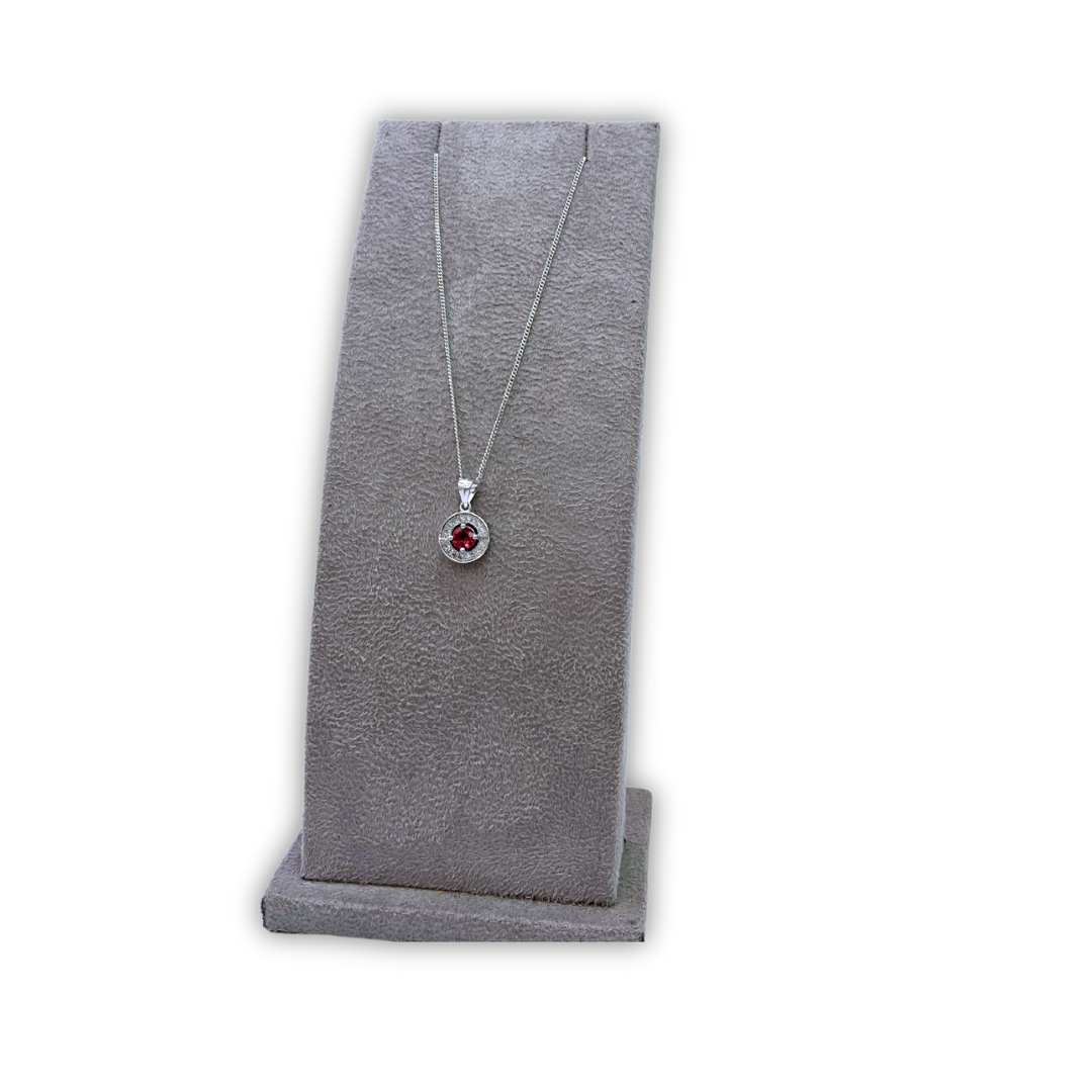 RED STONE PENDANT CHAIN SET