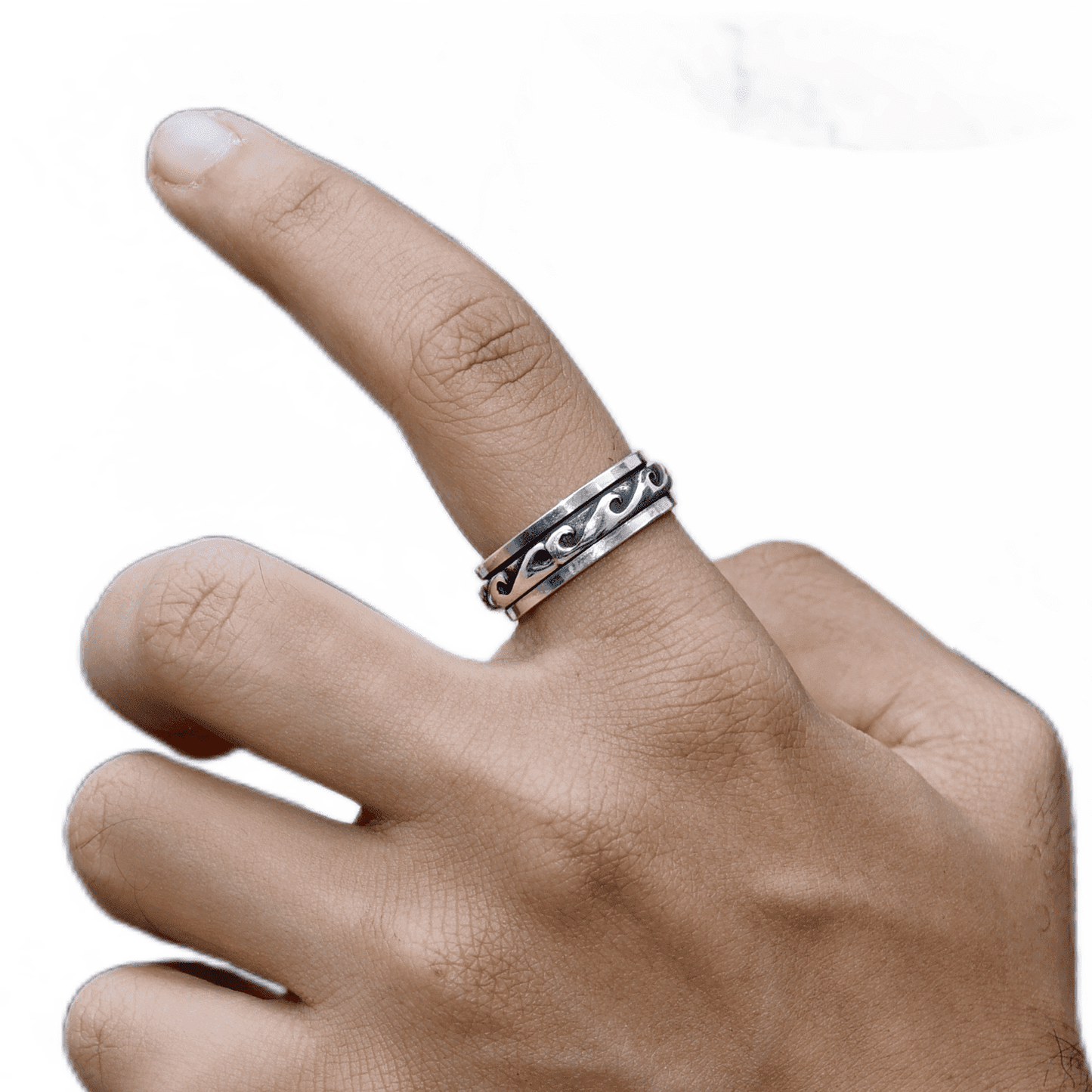 OXIDISED SILVER MEN'S RING