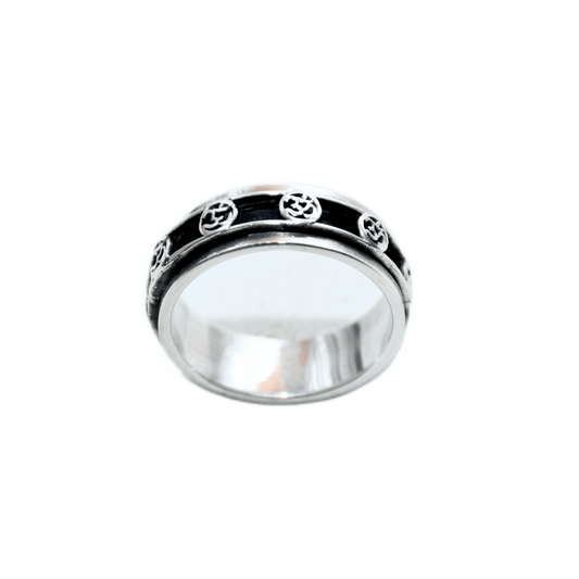 OM PATTERN OXIDISED RING