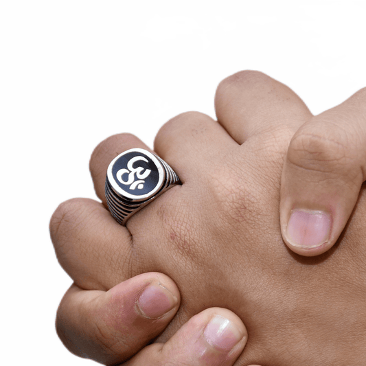 OXIDISED ROUND OM RING