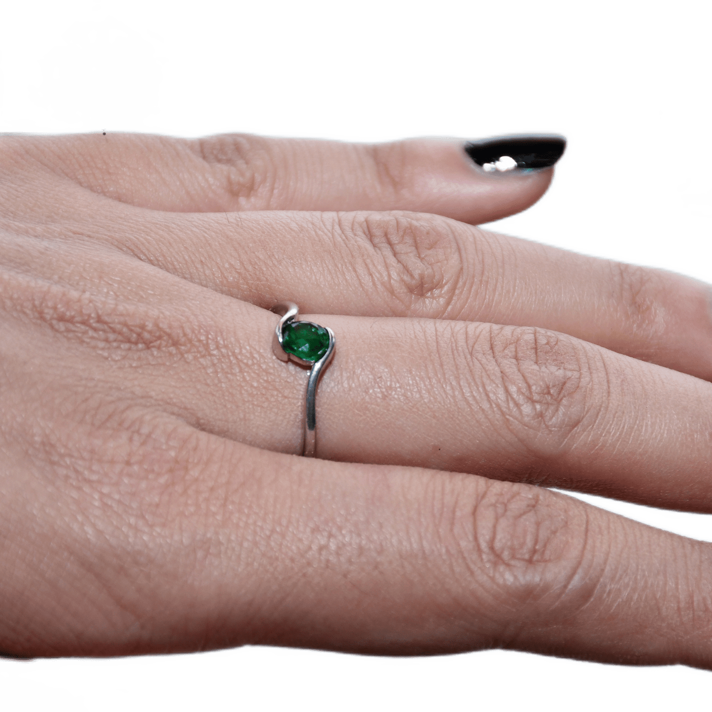 PLAIN GREEN STONE WOMEN'S RING