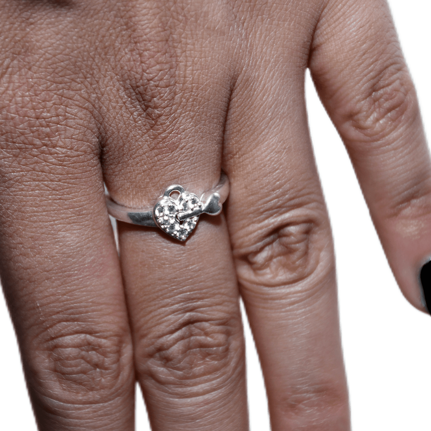 HEART LOCK AND KEY WOMEN'S RING