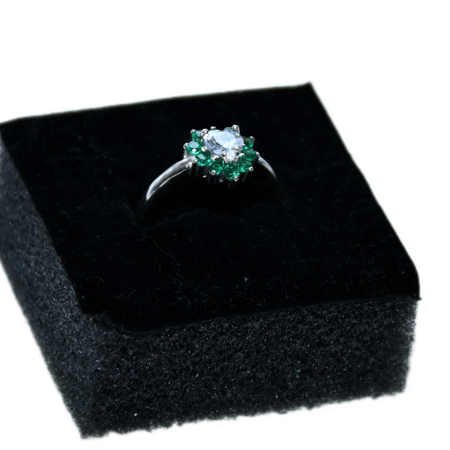 GREEN STUDDED HEART SHAPED WOMEN'S RING